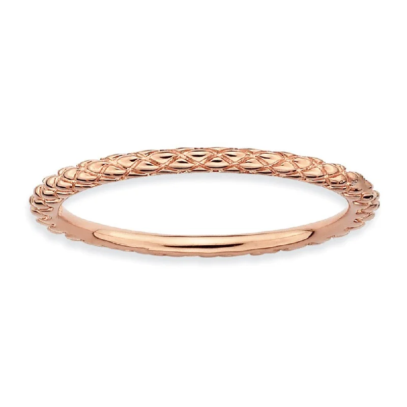 Seasonal Jewelry Deals – Elevate Your Style 1.5mm Stackable 14K Rose Gold Plated Silver Crisscross Band
