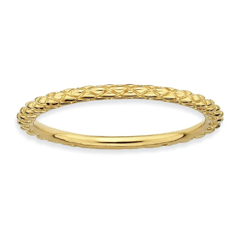 Special Jewelry Deals – Upgrade Your Collection 1.5mm Stackable 14K Yellow Gold Plated Silver Crisscross Band