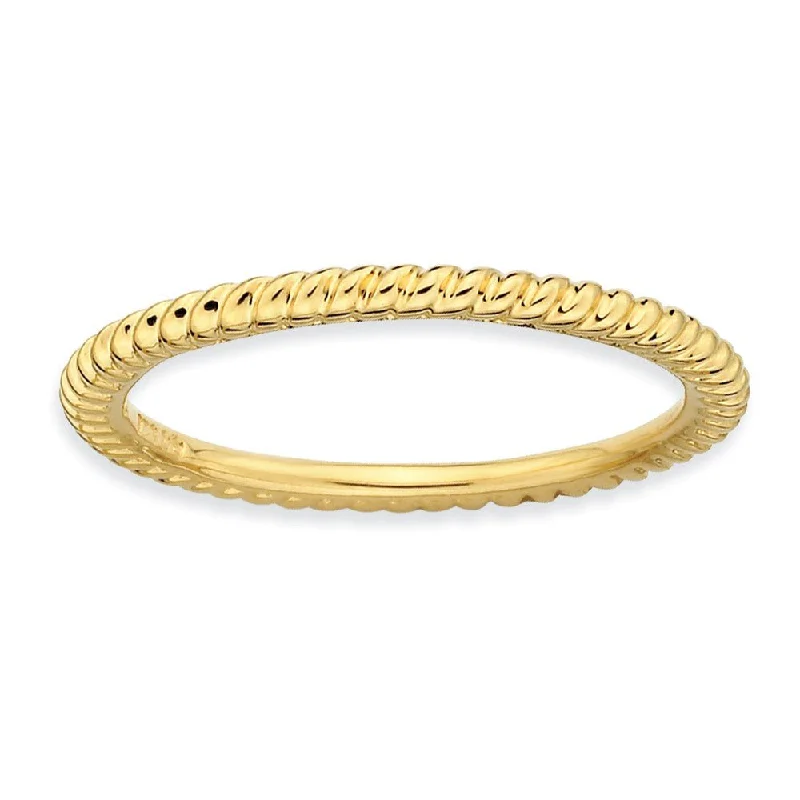 Flash Sale On Stunning Jewelry – Limited Stock Available 1.5mm Stackable 14K Yellow Gold Plated Silver Twisted Band
