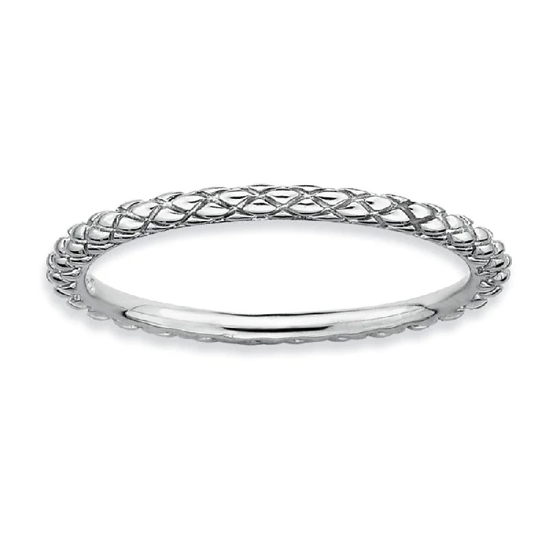 Affordable Glamour – Premium Jewelry For Less 1.5mm Stackable Sterling Silver Crisscross Band
