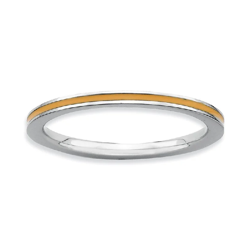 Unique Jewelry For Less – Shop The Sale Now 1.5mm Sterling Silver Stackable Orange Enameled Band