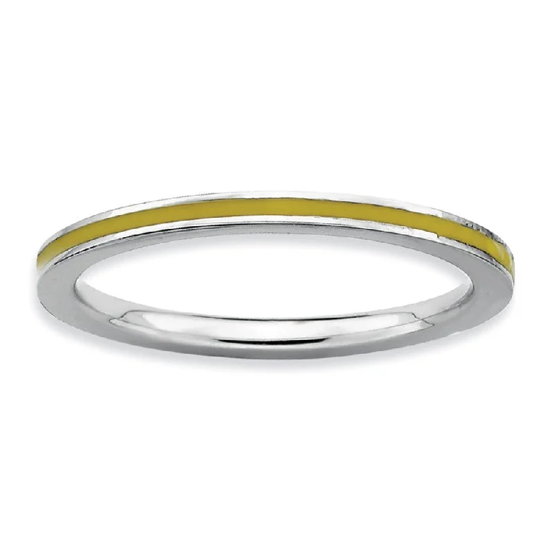 Stunning Jewelry At Even More Stunning Prices 1.5mm Sterling Silver Stackable Yellow Enameled Band