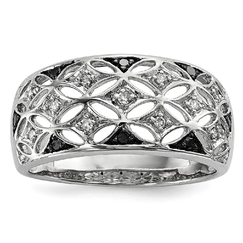 Elegant Jewelry, Affordable Luxury – Shop Now 1/8 Ctw Black & White Diamond 9mm Tapered Sterling Silver Ring