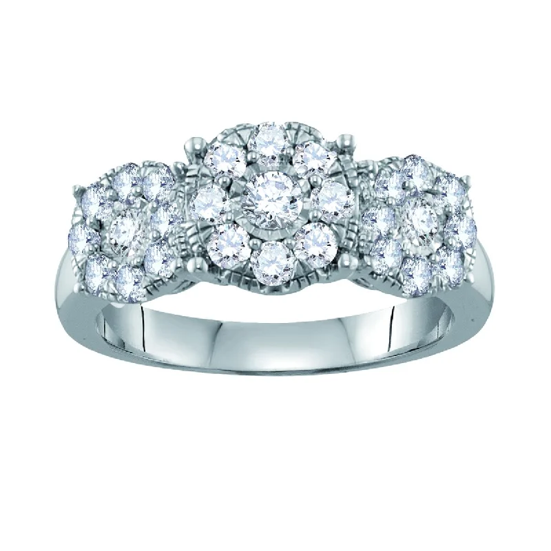 1 CTW Diamond Three Stone Anniversary Ring in 10KT White Gold