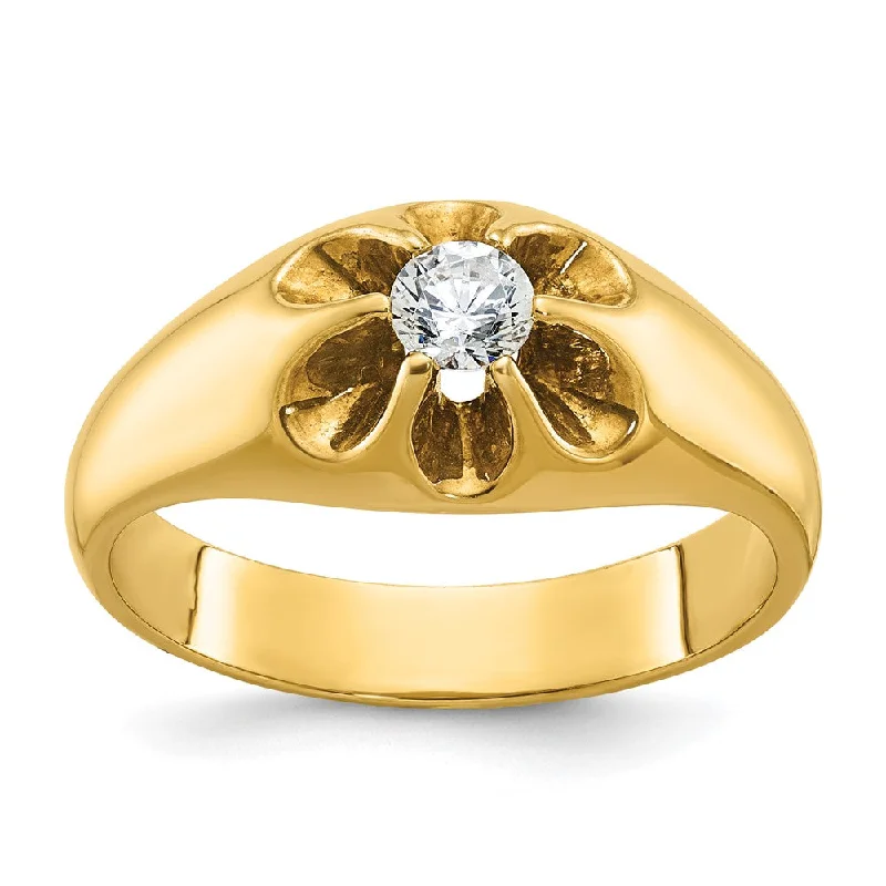 Buy More, Save More On Stunning Jewelry Pieces 10K Yellow Gold & 1/4 Ct Diamond Flower Tapered Band