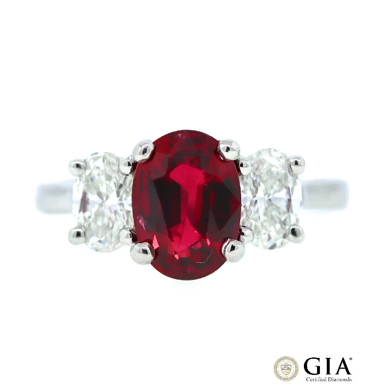 Stunning Natural Madagascan Ruby & Platinum Diamond Engagement Ring