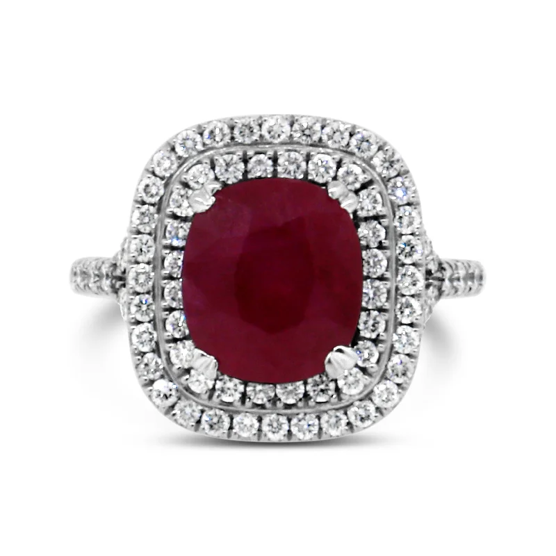 Gorgeous Ruby and Diamond Cluster Ring