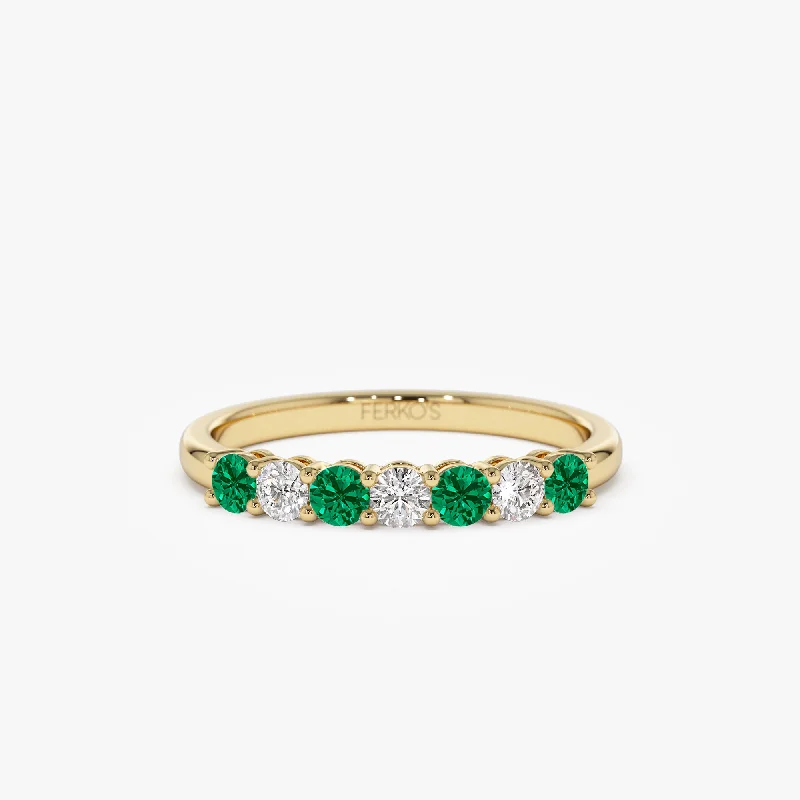 Get Your Favorite Jewelry At The Best Price 14k 7 Stone Basket Setting Diamond and Emerlad Wedding Ring Get Your Favorite Jewelry At The Best Price 14k 7 Stone Basket Setting Diamond and Emerlad Wedding Ring
