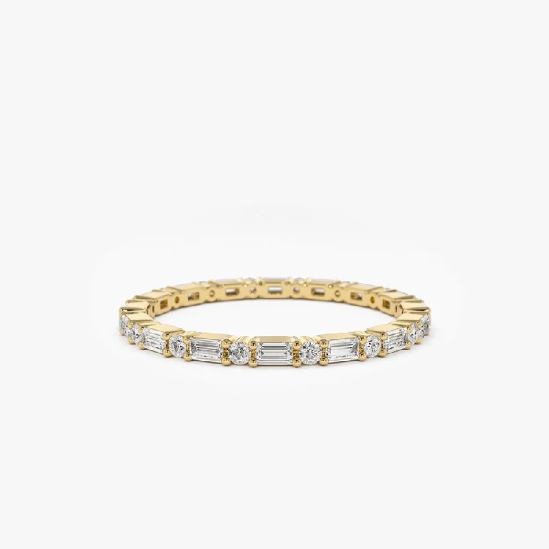 14k Alternating Baguette & Round Diamond Full Eternity Ring