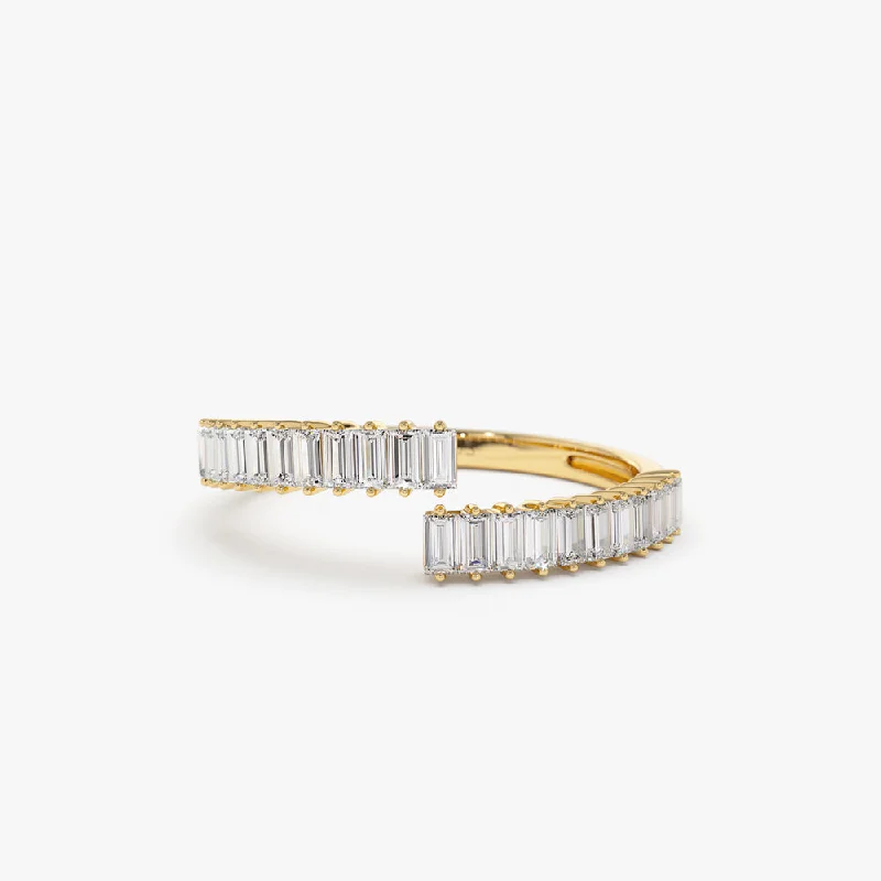 High-Quality Jewelry At A Fraction Of The Cost 14k Baguette Diamond Bypass Ring