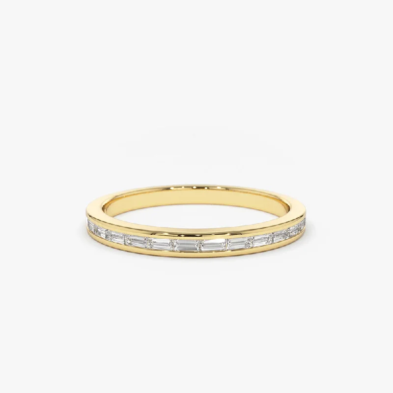 14K Channel Set Baguette Diamond Band