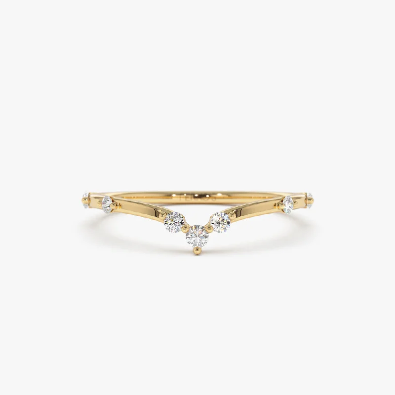 Affordable Glamour – Must-Have Jewelry At Special Rates 14k Curved Chevron Diamond Stacking Ring