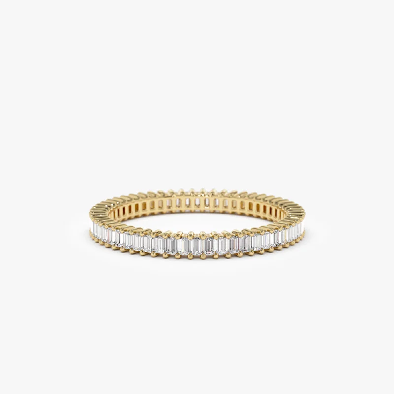 14k Dainty Stackable Full Eternity Baguette Diamond Ring