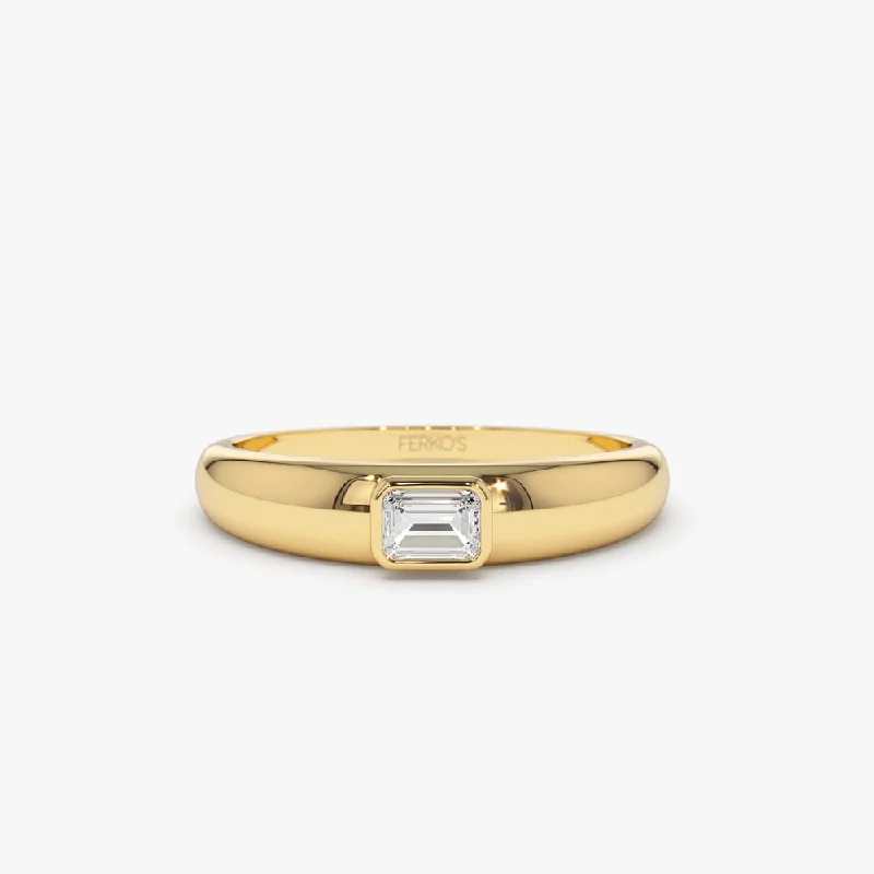 Make Your Outfit Shine With Discounted Jewelry 14k Dome Bezel Setting Emerald Cut Diamond Solitaire Ring Make Your Outfit Shine With Discounted Jewelry 14k Dome Bezel Setting Emerald Cut Diamond Solitaire Ring