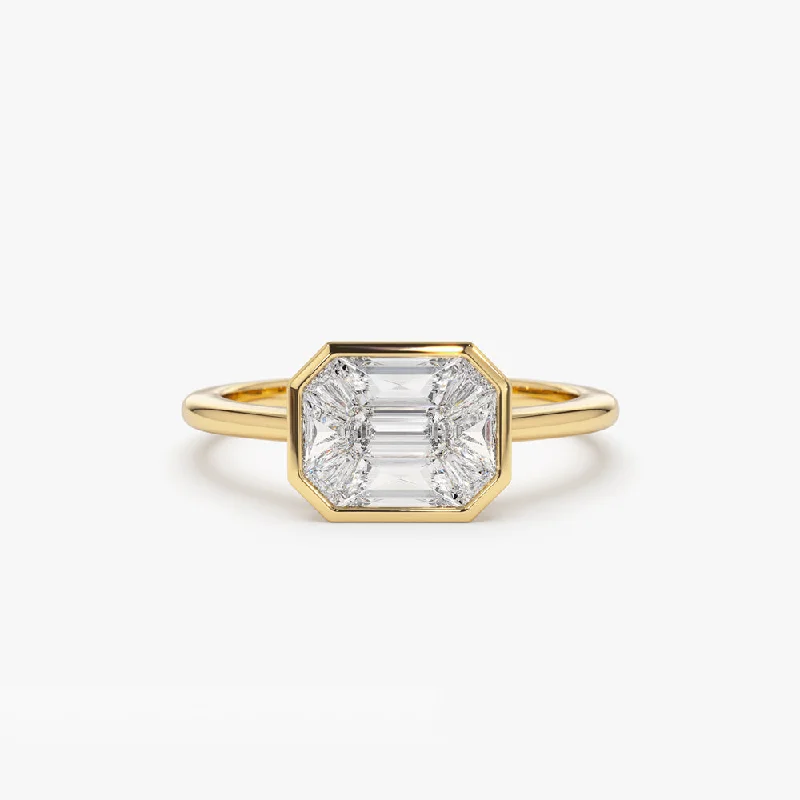 The Ultimate Jewelry Sale – Exclusive Styles At Great Prices 14k East West Illusion Setting Emerald Pie Cut Diamond Ring