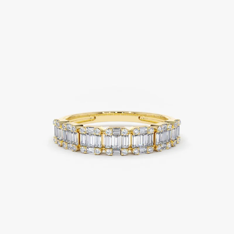 14K Emerald Illusion Diamond Wedding Band