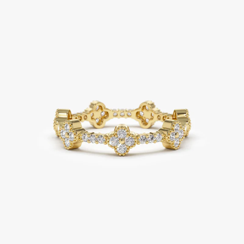 Premium Diamond Jewelry For Unforgettable Moments 14k Full Eternity Clover Diamond Ring