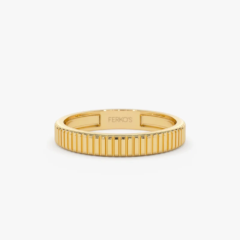 3MM Ribbed Ring in 14k Gold