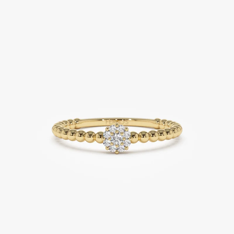 Elegant Designs, Unbeatable Discounts – Shop Jewelry Now 14K Gold Beaded Floral Diamond Ring