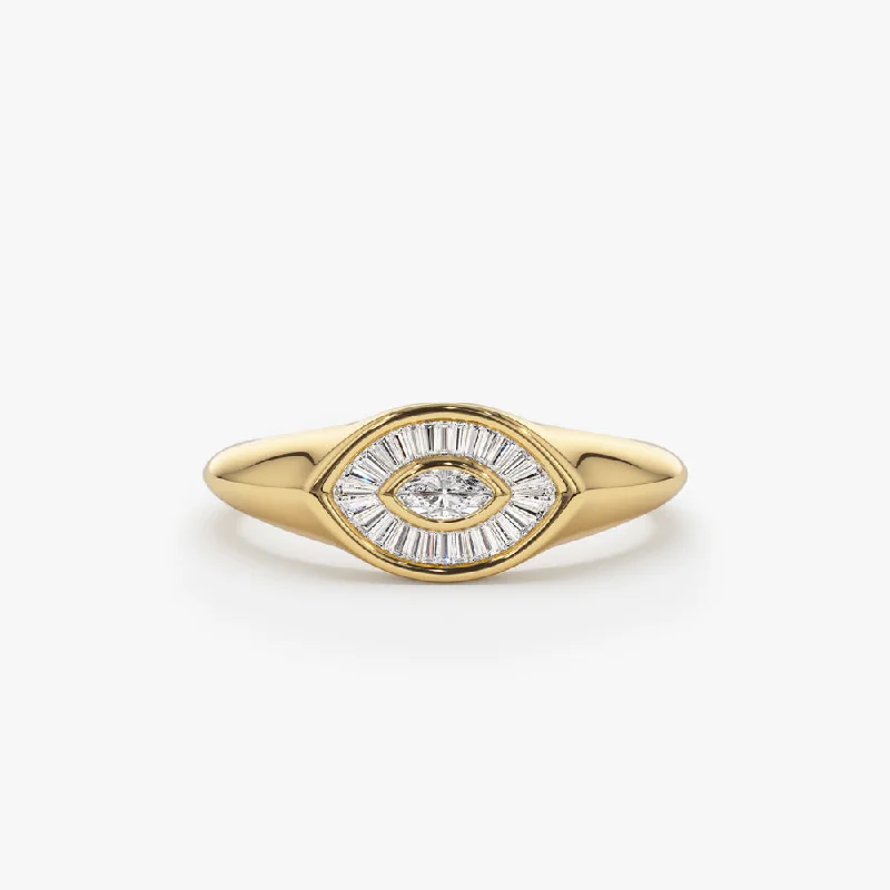 Exclusive Jewelry Bundles At Discounted Prices 14k Gold Marquise Shape Baguette Diamond Ring