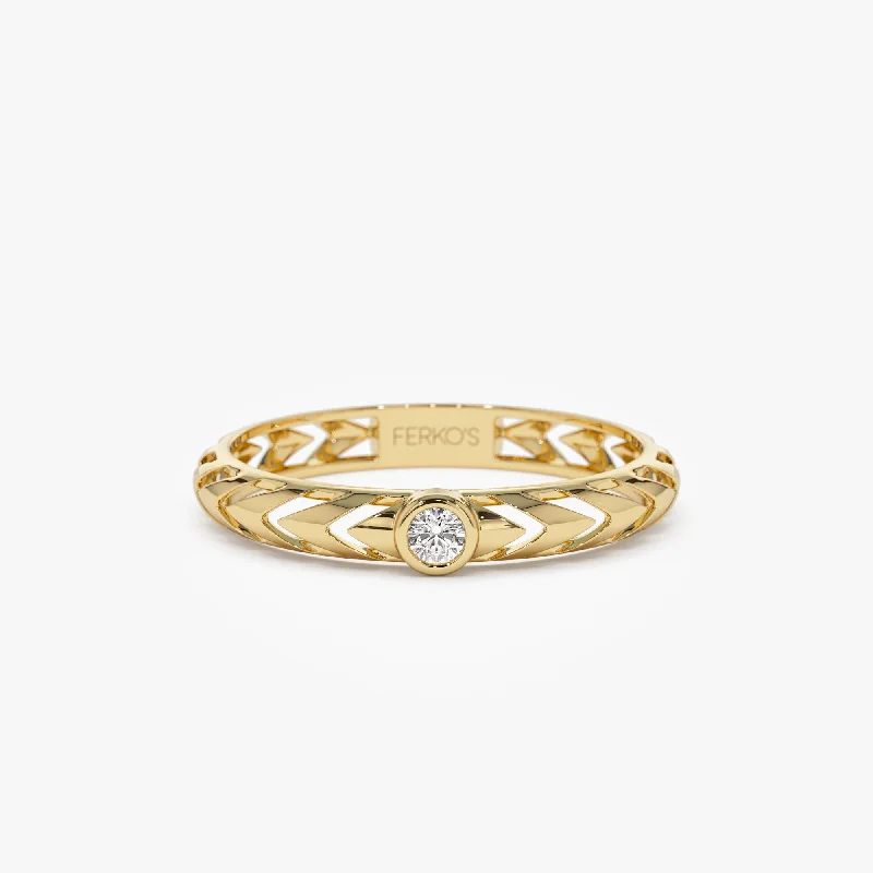 14k Gold Unique Diamond Modern Ring