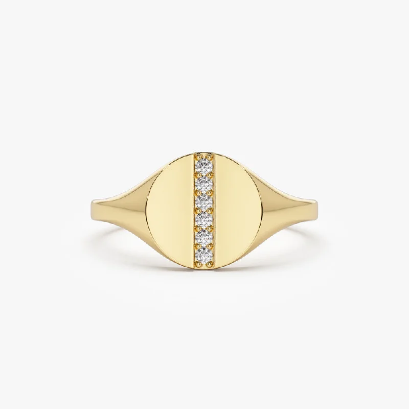 Affordable Elegance – Special Jewelry Sale Now Live 14k Pave Diamond Line Signet Pinky Ring