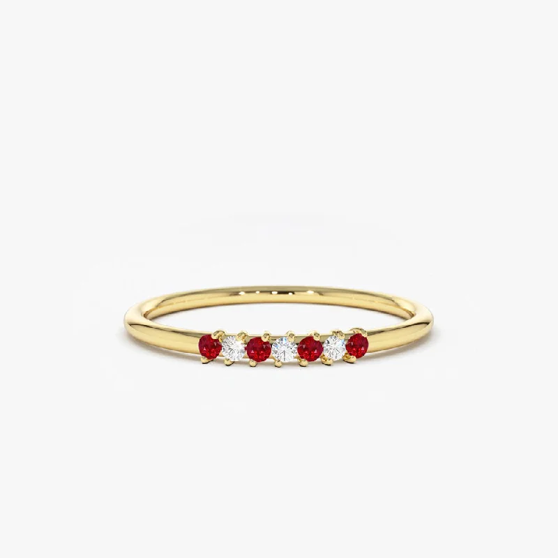 14k Petite Ruby and Diamond Ring