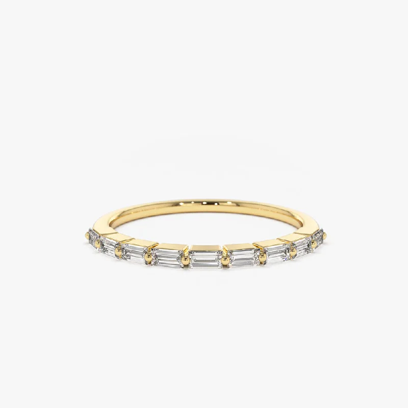 14K Shared Prong Half Eternity Baguette Diamond Ring