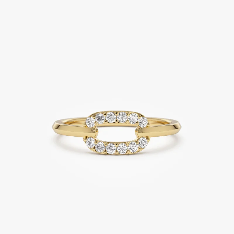 14k Single Link Diamond Ring