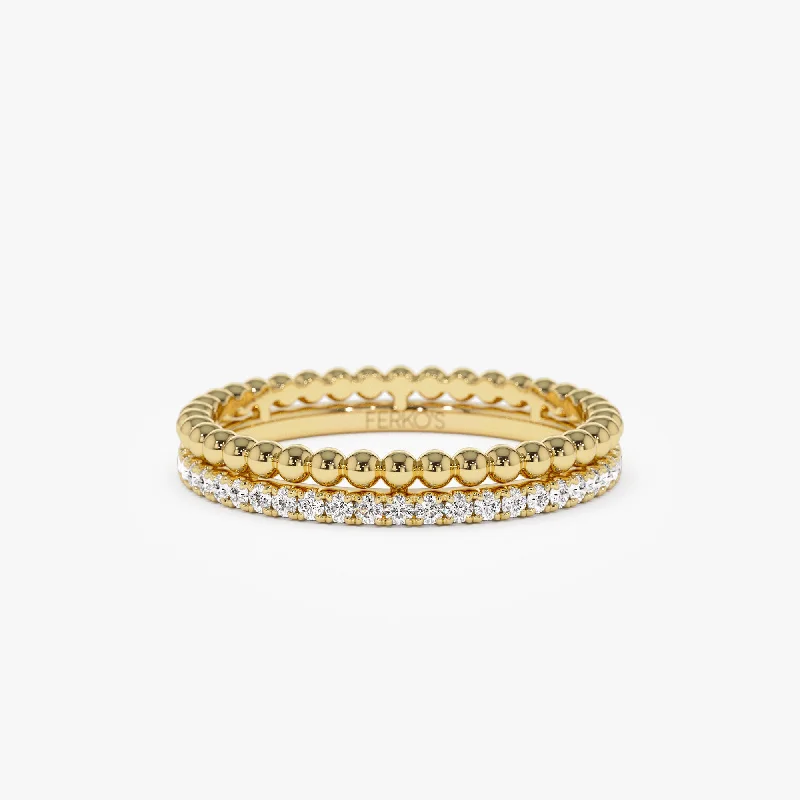 Flash Sale On Stunning Jewelry – Don't Miss Out 14K Stacked Beaded Ring with Diamond Ring