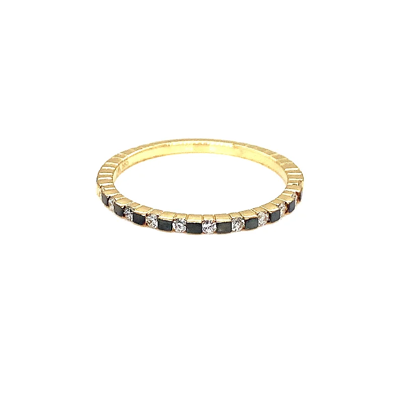 14K Yellow Gold and Black Rhodium Two-Tone Diamond Band