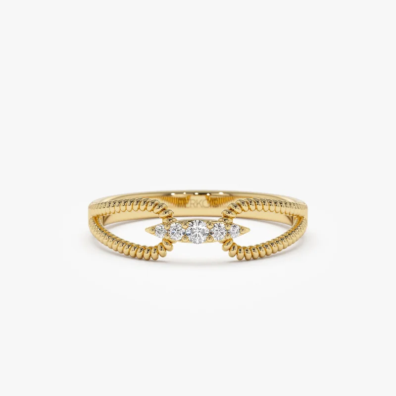 Special Deals On Handcrafted And Designer Jewelry 14k Unique Diamond Statement Ring w/ Double Rope Band Special Deals On Handcrafted And Designer Jewelry 14k Unique Diamond Statement Ring w/ Double Rope Band