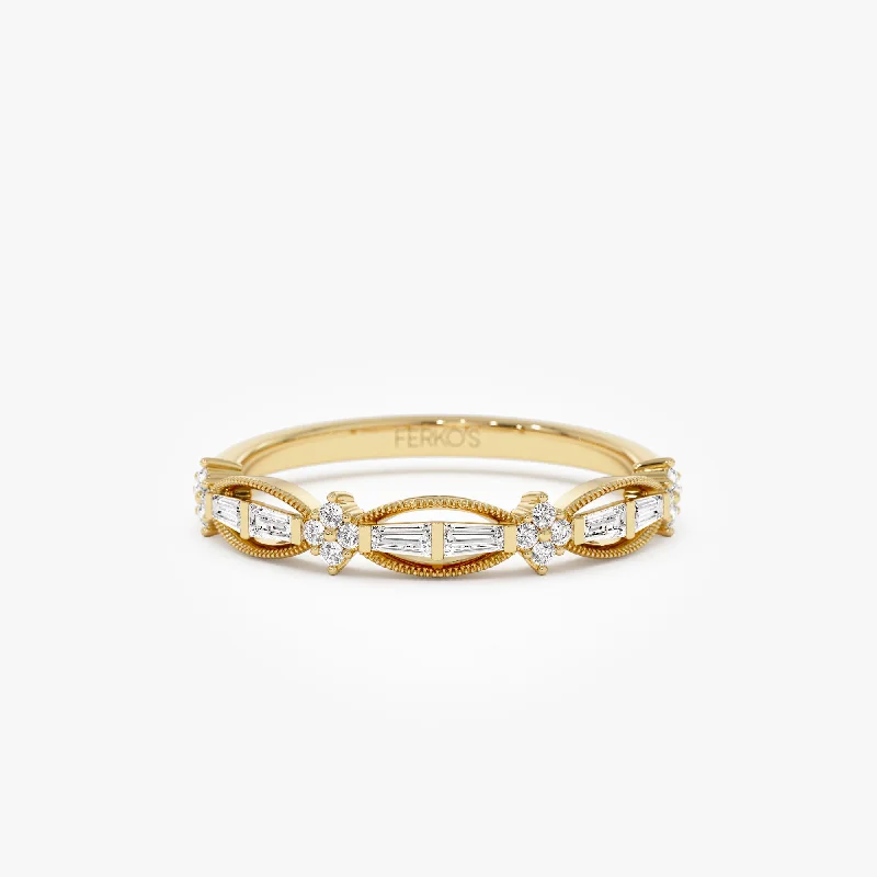 Elegant Jewelry Styles At Budget-Friendly Prices 14k Vintage Inspired Baguette Diamond Wedding RIng Elegant Jewelry Styles At Budget-Friendly Prices 14k Vintage Inspired Baguette Diamond Wedding RIng