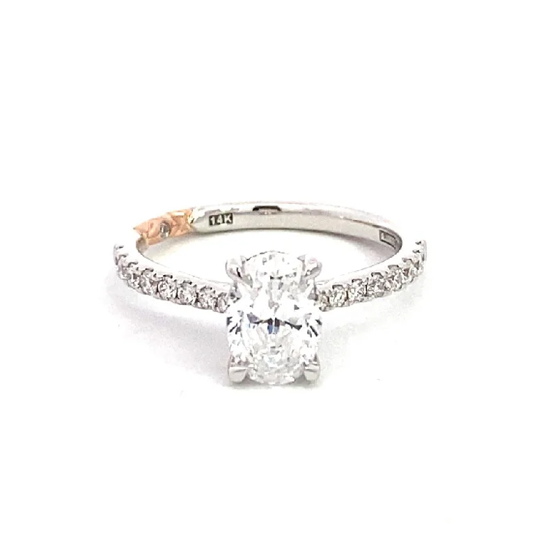 14K White And Rose Classic Diamond Engagement Ring