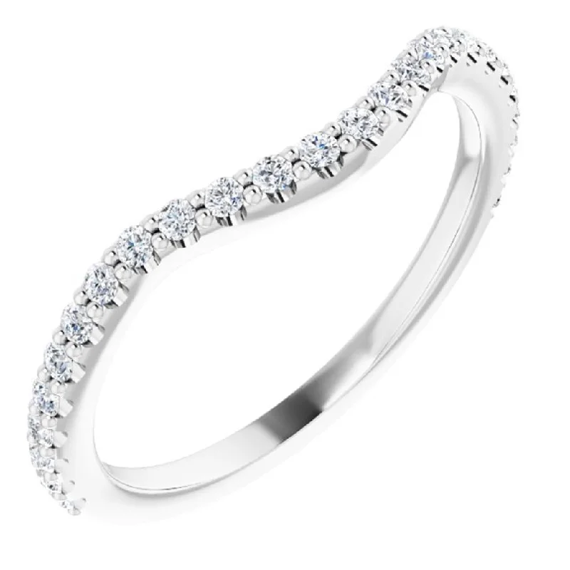 14K White Gold Curved Diamond Band