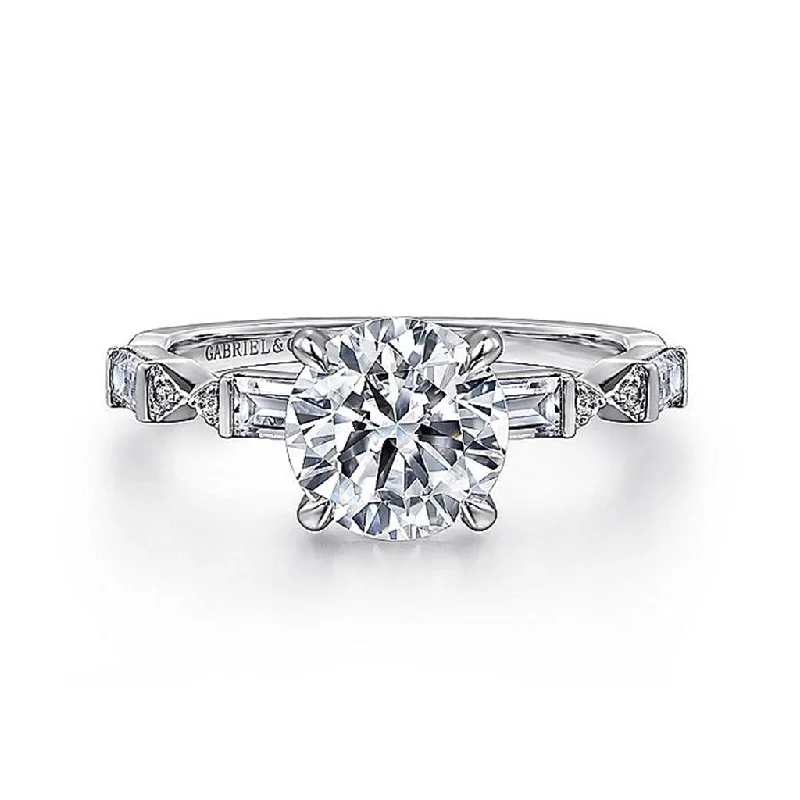 14K White Gold 'Dariella' Classic Round Diamond Engagement Ring