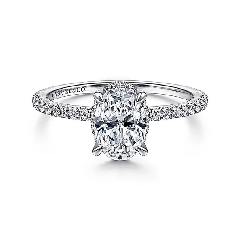 14K White Gold 'Hart' Hidden Halo Oval Diamond Engagement Ring