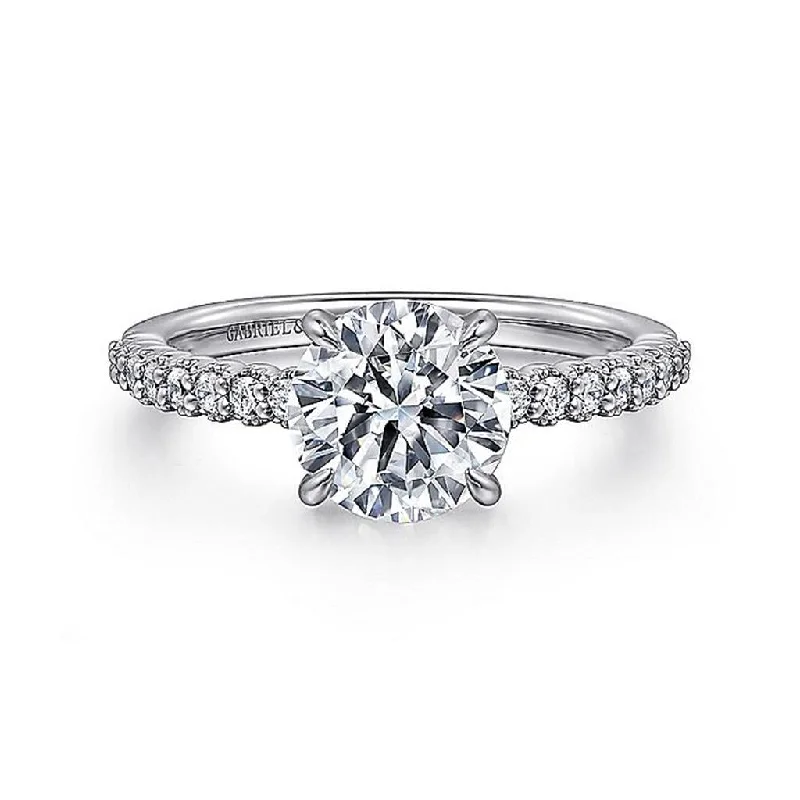 14K White Gold 'Krete' Classic Round Diamond Engagement Ring