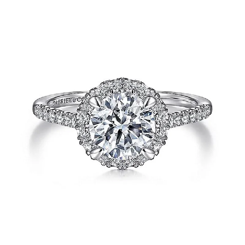 14K White Gold 'Nicia' Halo Round Diamond Engagement Ring