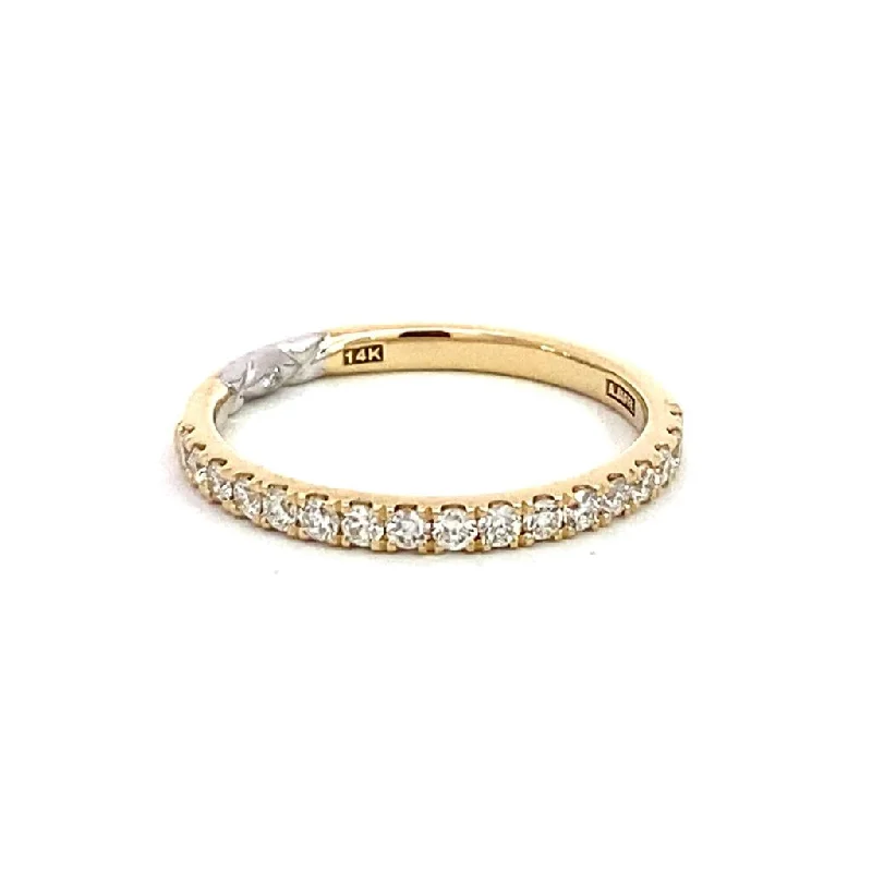 14K Yellow And White Gold Straight Diamond Band