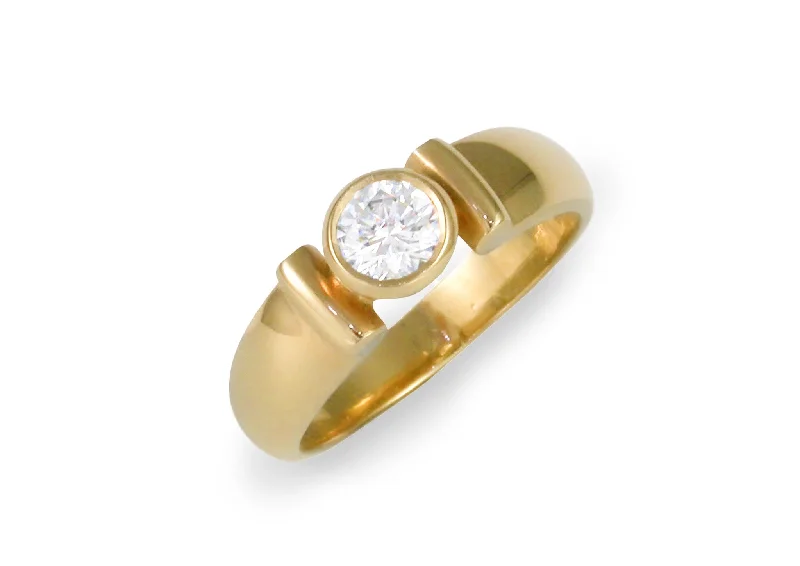 Don't Miss These Dazzling Jewelry Discounts Scroll Solitaire Diamond ring, Yellow Gold