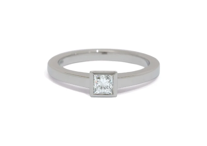 Discounted Jewelry For A Glamorous Look Princess Diamond Solitaire Ring, White Gold & Platinum