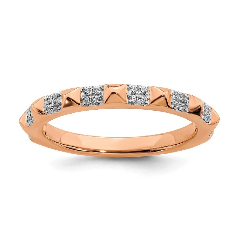 2.25mm 14k Rose Gold 1/8 Ctw Diamond Stackable Pyramid Band