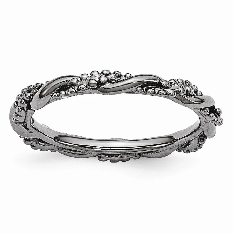 Big Savings On Your Favorite Jewelry Pieces 2.25mm Black Plated Sterling Silver Stackable Beaded Twist Band Big Savings On Your Favorite Jewelry Pieces 2.25mm Black Plated Sterling Silver Stackable Beaded Twist Band