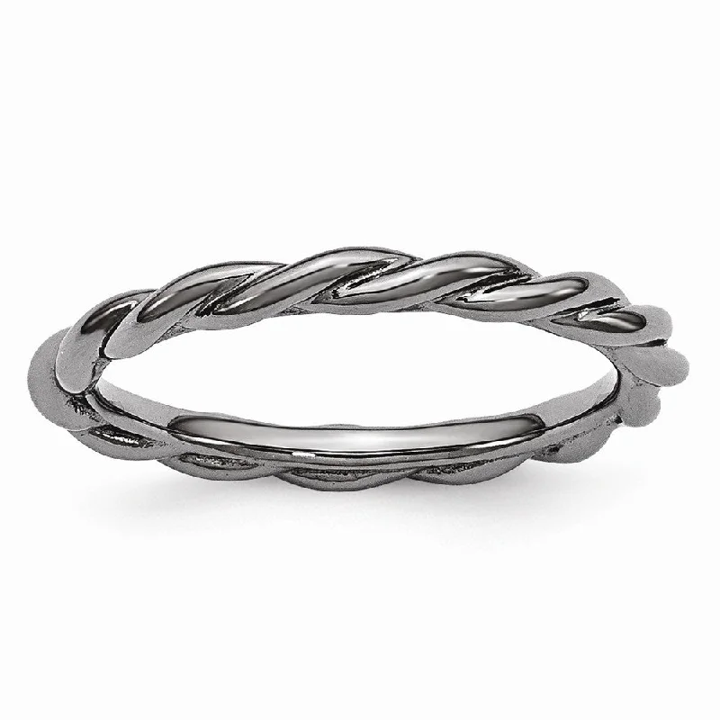 Final Call – Shop Exquisite Jewelry Before It's Gone 2.25mm Black Plated Sterling Silver Stackable Expressions Twist Band Final Call – Shop Exquisite Jewelry Before It's Gone 2.25mm Black Plated Sterling Silver Stackable Expressions Twist Band