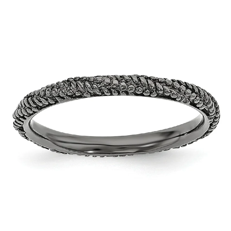 Elegant Jewelry, Exclusive Prices – Shop Now 2.25mm Black Ruthenium Plated Sterling Silver Stackable Textured Band