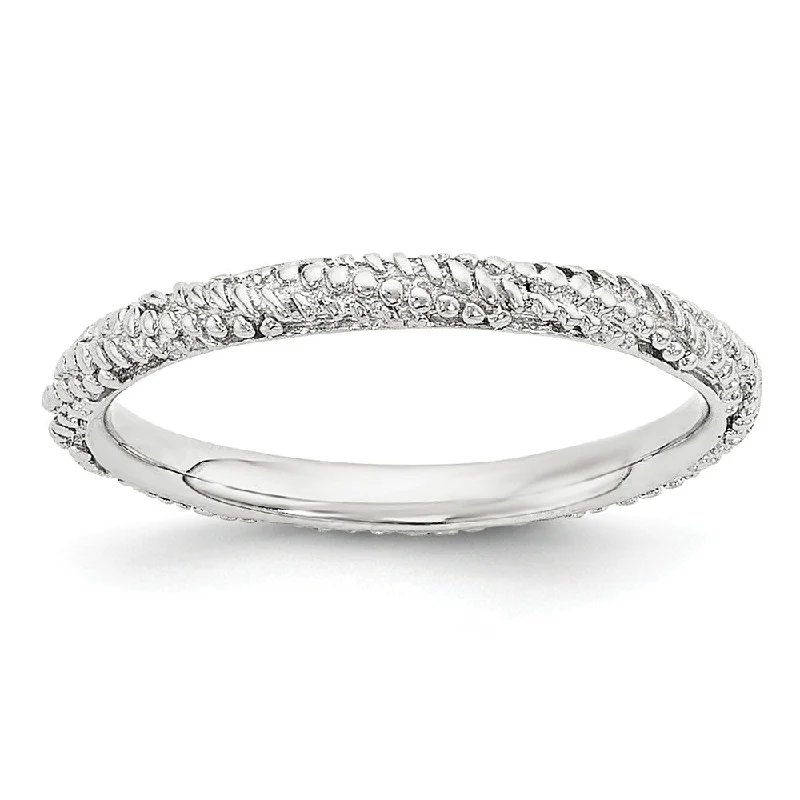 Exclusive Jewelry Sale Event – Shop Now 2.25mm Rhodium Plated Sterling Silver Stackable Textured Band