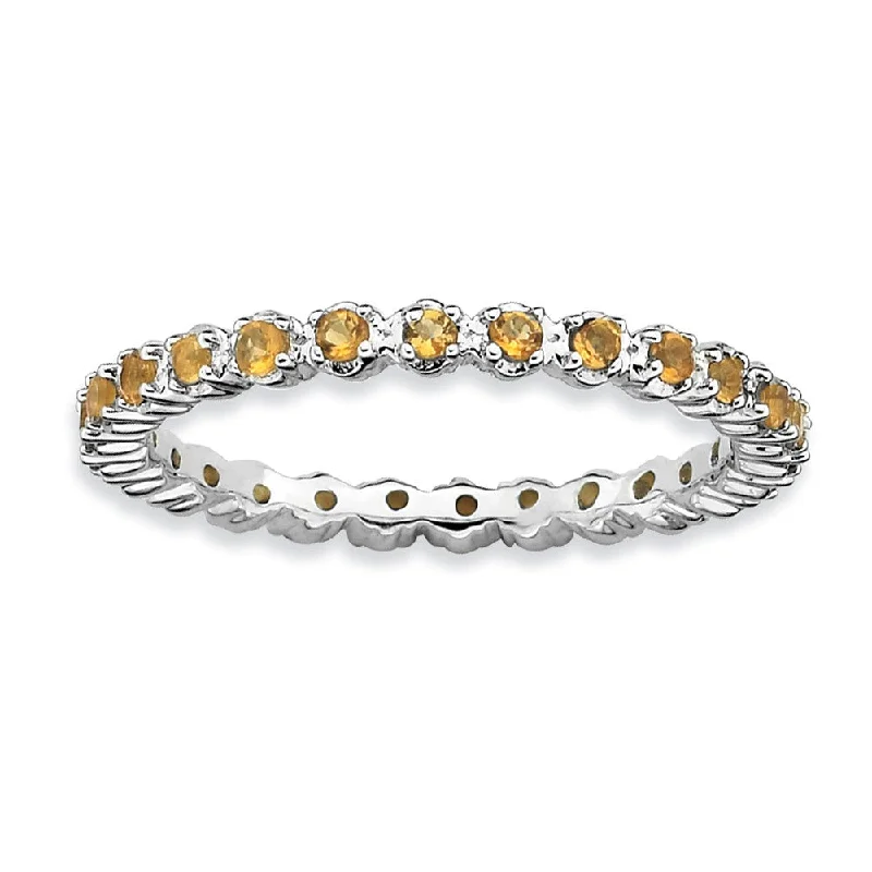 Delicate Crystal Jewelry For Sophisticated Charm 2.25mm Silver Stackable Citrine Band