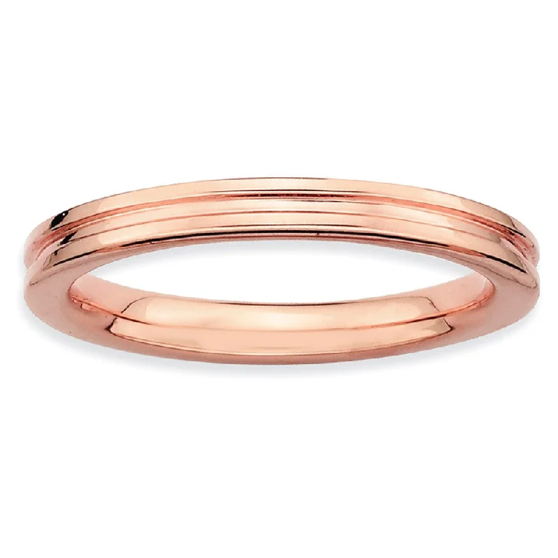 Trending Jewelry Styles Now At Limited-Time Discounts 2.25mm Stackable 14K Rose Gold Plated Silver Grooved Band
