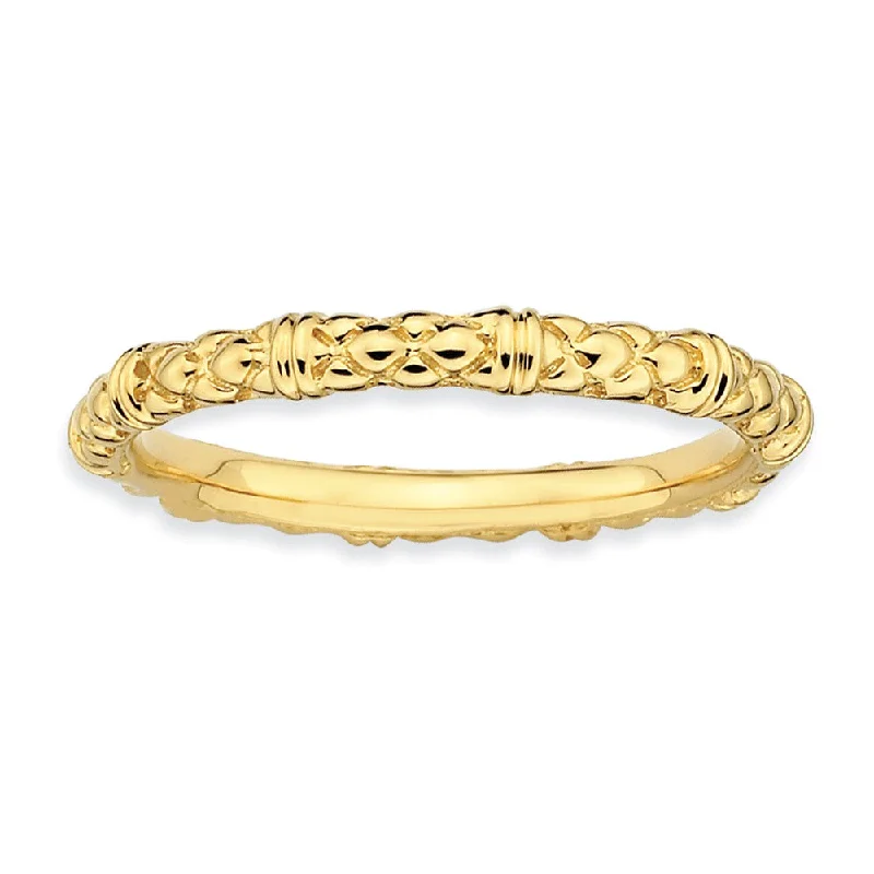 Beautiful Jewelry, Breathtaking Discounts – Hurry In 2.25mm Stackable 14K Yellow Gold Plated Silver Popcorn Band